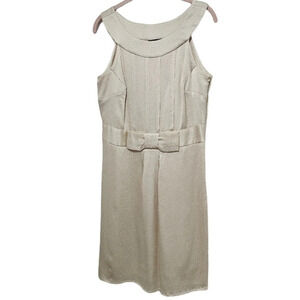 Liquid Cream 100% Silk Dress With Bow